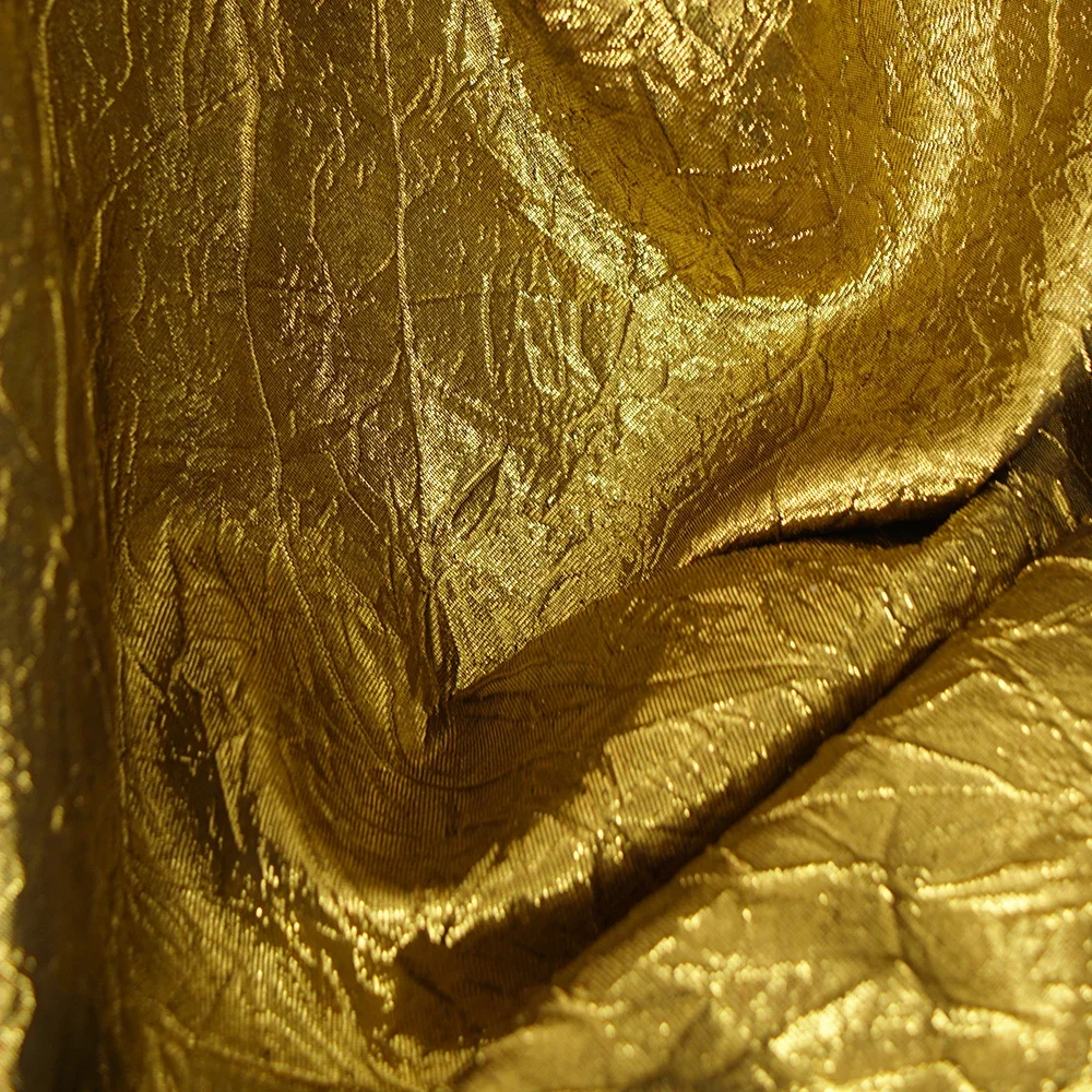 

magnificen Gold glitter pleated relief fabric dress costume, decorative background fabric Handmade diy materials Designer fabric