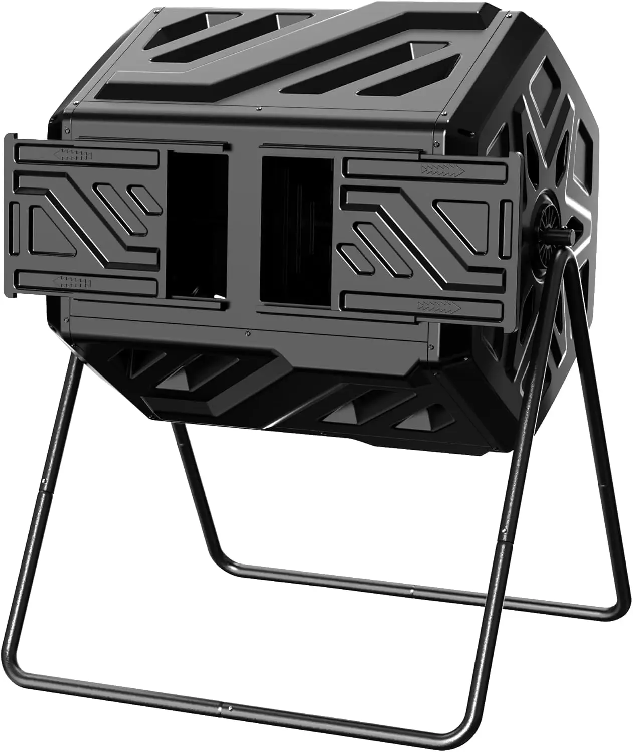 

43 Gallon Dual Chamber Compost Tumbler, Fast Assembly for Garden & Kitchen Waste, Black