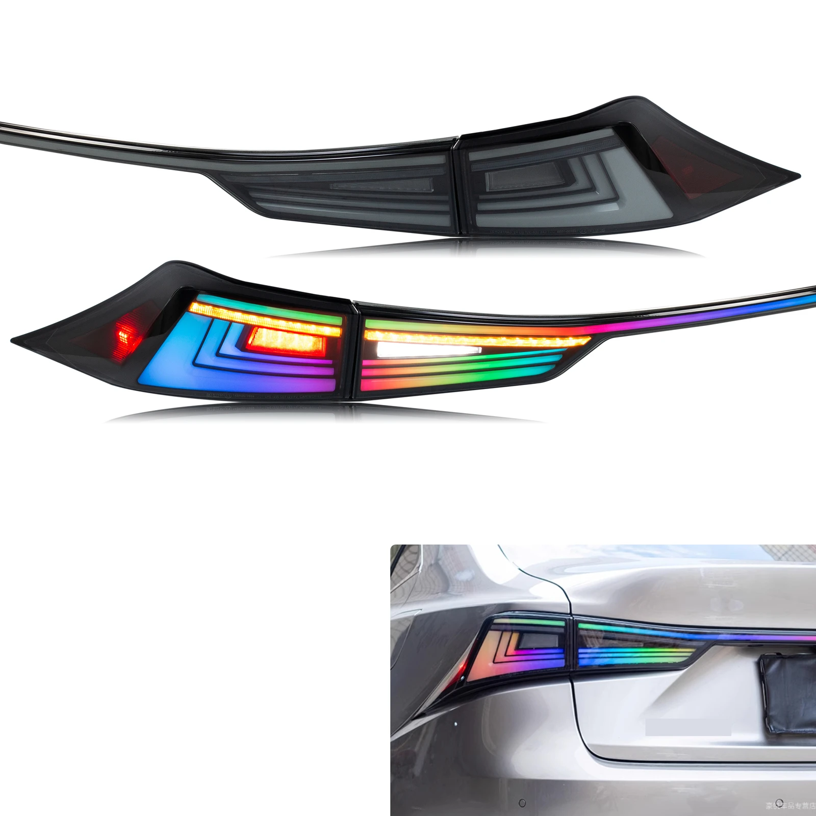 

Светодиодные задние фонари RGB для Lexus IS250 IS350 IS200t IS300 ISF 3IS 2014-2020, анимация запуска, управление через приложение, задние фонари в сборе