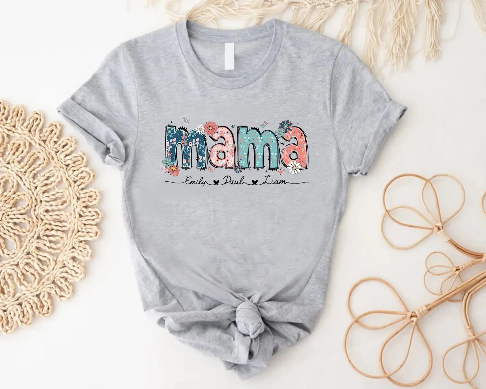 Mother Day Mama Customized Shirts Design Family Name Your Name Shirt Fashion Women Mom Personalized Presents Casual Clothing