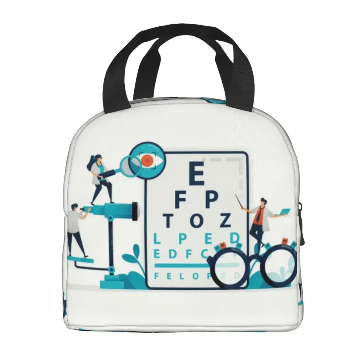 Eye Exam Insulated Lunch Bags for Women Optometrist Optician Portable Thermal Cooler Bento Box School