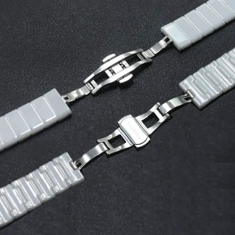 Ceramic watch strap with watch chain for men 27 * 17mm for women 19 * 12mm watch accessories suitable for rado concave strap