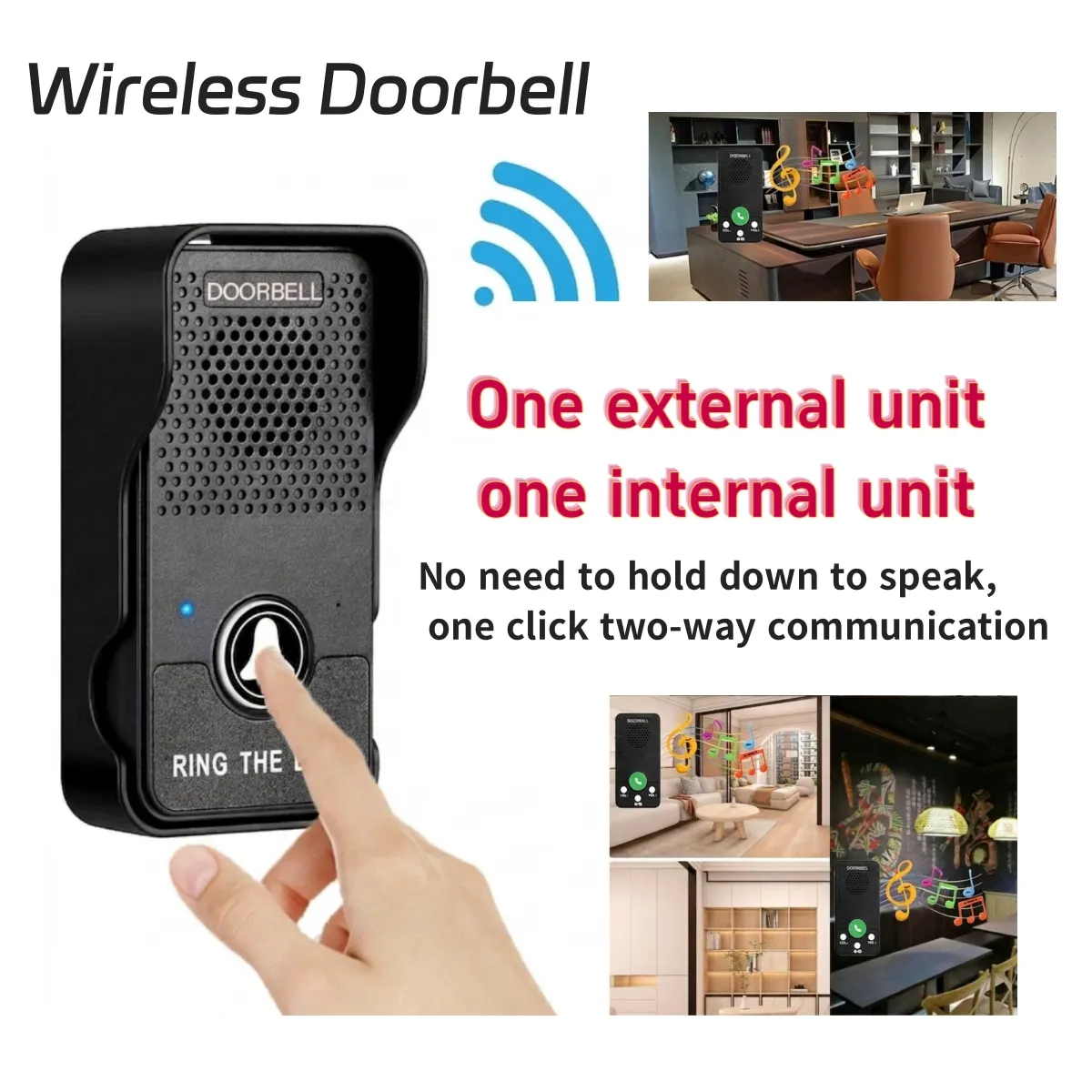 Interphone Doorbell, Wireless Voice, Ultra Long Distance, Villa Specific Two-Way Intercom, One Click Call Device for the Elderly