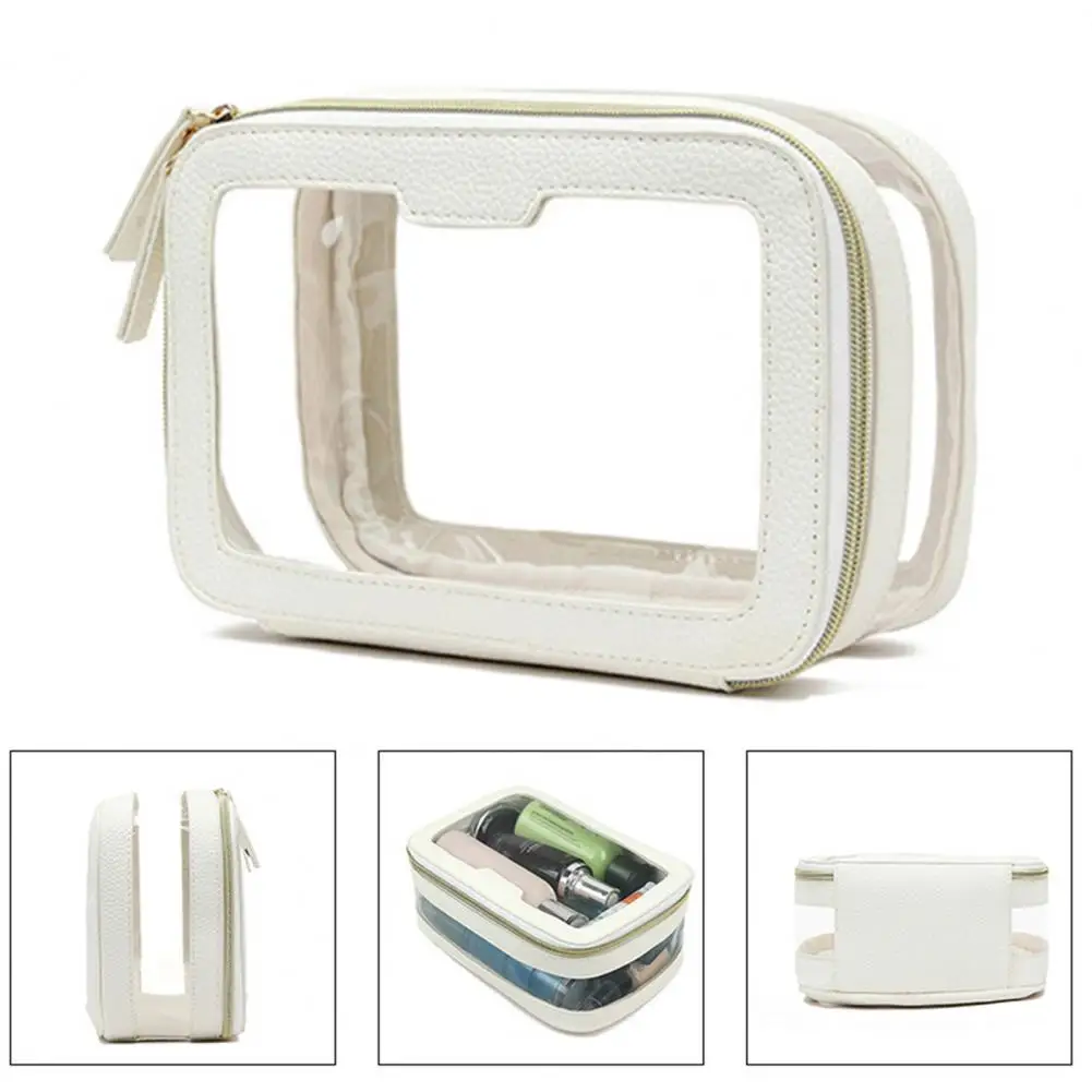 Compact Toiletry Organizer Cosmetic Bag Waterproof Transparent Cosmetic Bag with Zipper Closure Capacity for Outdoor Business