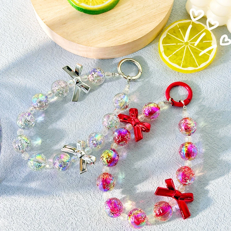 Anti Loss Mobile Phone Strap Chain Colorful BowKnot Beaded Pendant Bag Hangings Decoration Gift image 5