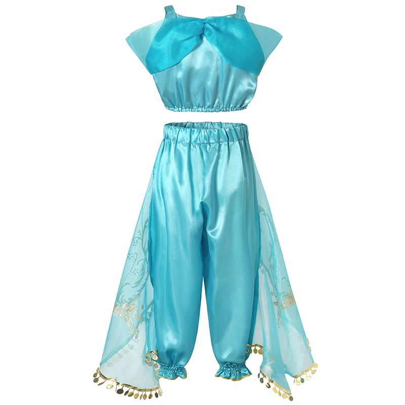 PRINCESS-VALLEY Jasmine Costume for Girls Arabian Sequined Princess Dress Up Princess Cosplay Costumes for Kids