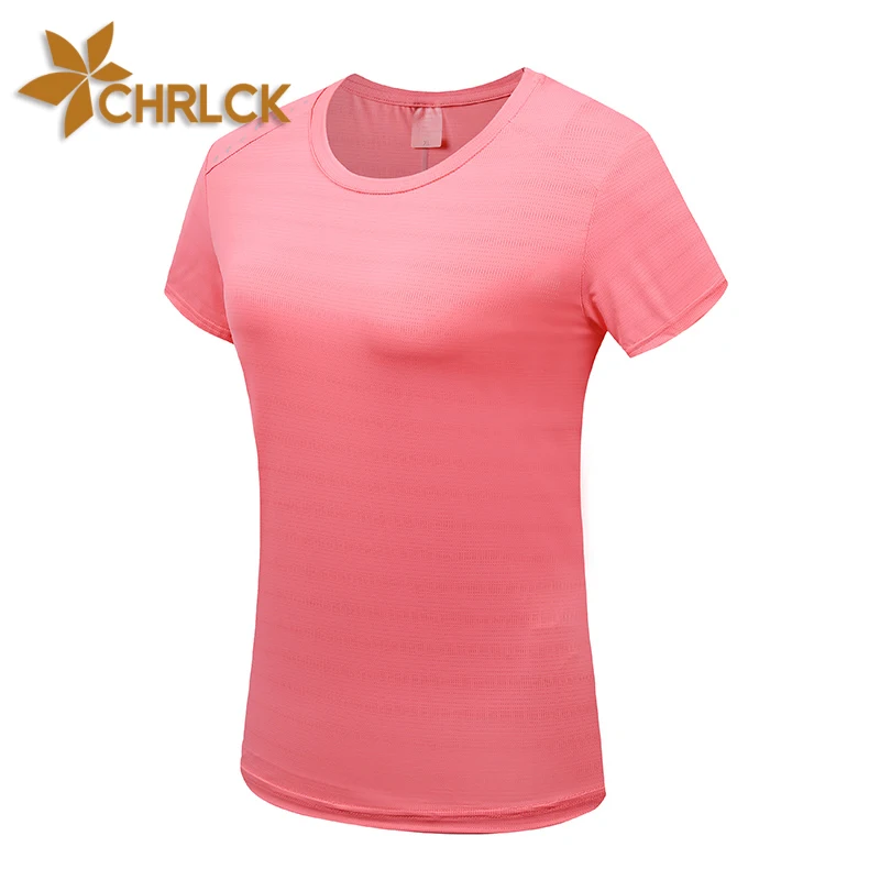 CHRLCK Women's Quick Drying Running Reflective T-Shirt Breathable Hiking Fishing Tees Elasticity Outdoor Sports Short Shirts