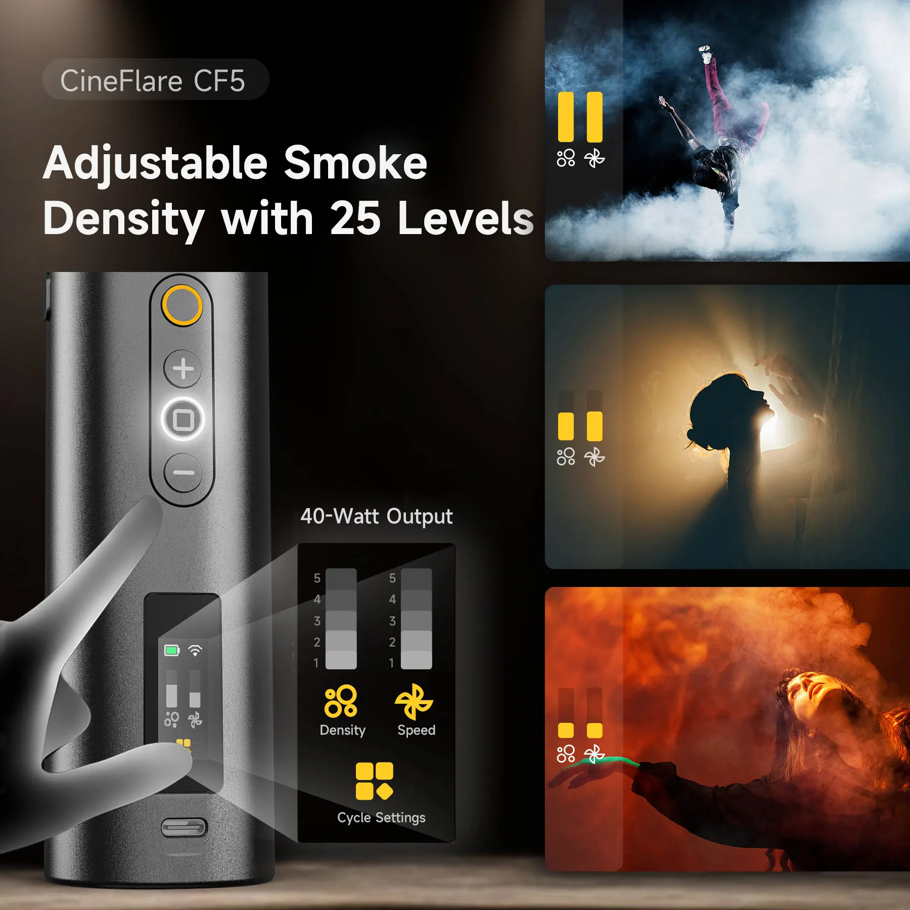 Colbor 40W Portable Smoke Machine Foldable Handheld Fog Machine Wireless Control Smoke Effect Maker For Video Party Photography