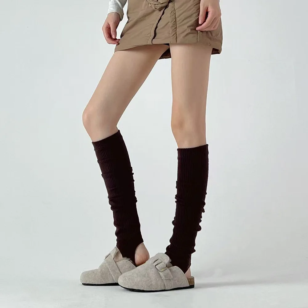 Women's Cashmere Leg Warmers Open Toe Slimming Long Boot Socks for Yoga Ballet Dance Winter​ Blend Slouchy Heel Ankle Footed