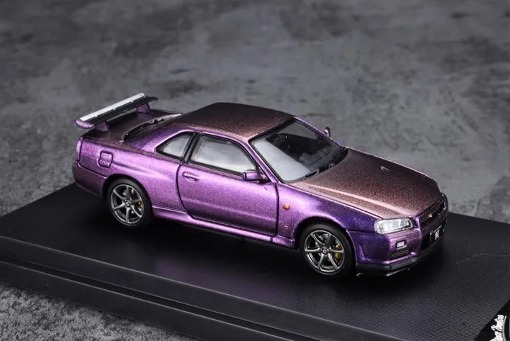 Stance Hunters SH Skyline GT-R R34 V-Specii purple Minicar 1 64 Scale