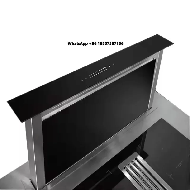 Electric Stainless Steel Slide-Out Slim Downdraft Desktop Range Hood Kitchen Extractor Desktop Ductless Smart Hood Ventilated