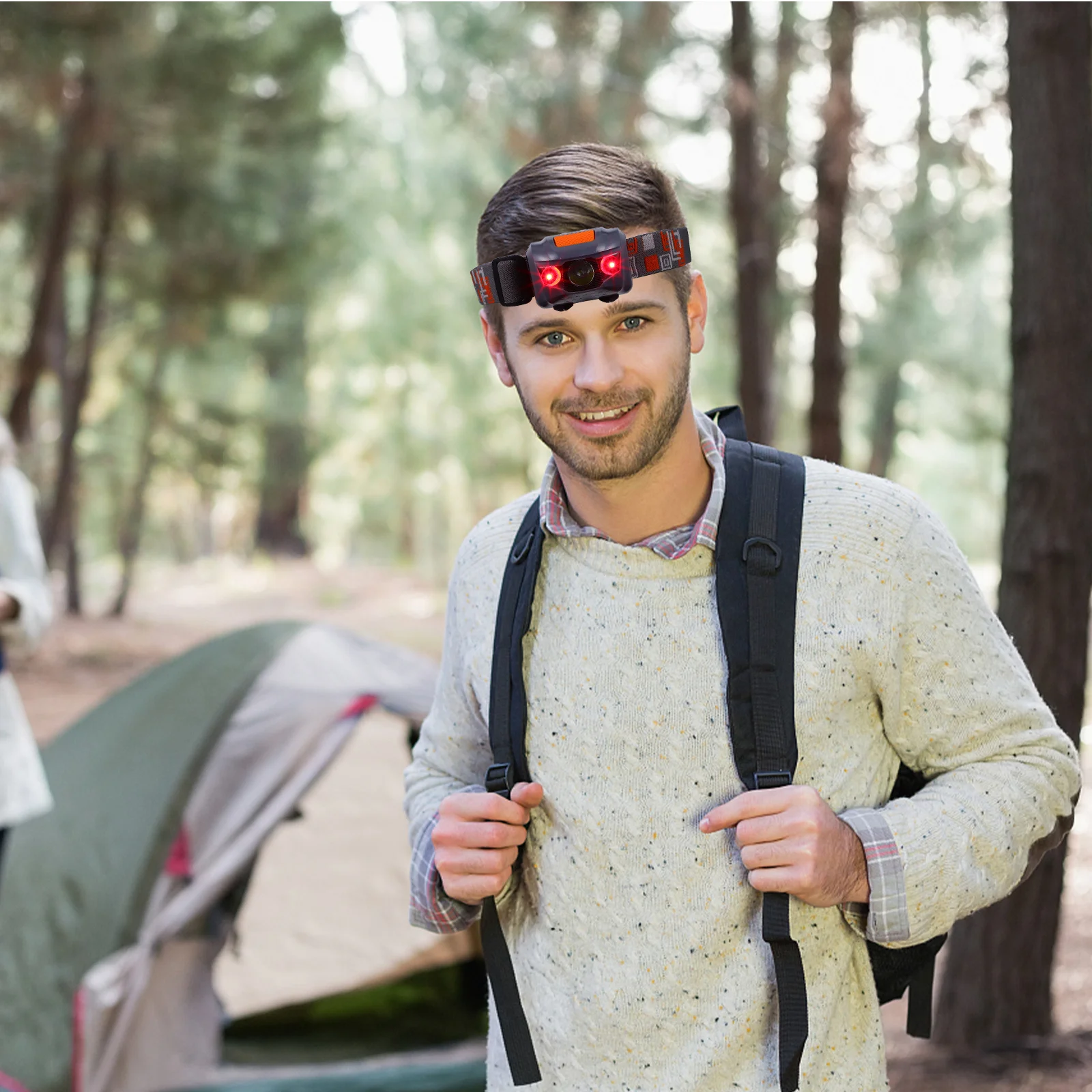 ไฟเตือนขนาดเล็กสีเทาอ่อน 1 ชิ้น แบบ LED กันน้ำ ปรับความสว่างได้ โหมดไฟแฟลช สำหรับการขี่กลางแจ้ง ไฟเตือนเพื่อความปลอดภัย