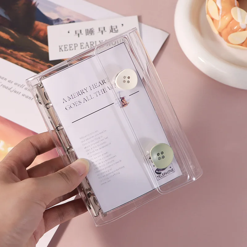 M5 Double Button Cover Transparent Loose Leaf Binder Cover Journal Sketchbook Accessories Diary Office Supplies