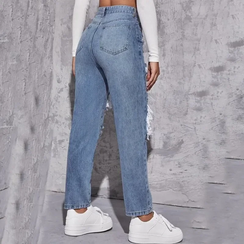 Jean taille haute en denim pour femme, pantalon évasé, streetwear long décontracté, coupe couvertes, jean baggy FjCapris, automne 2025