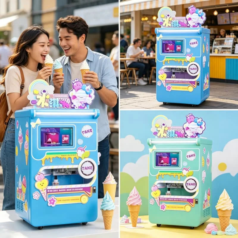 Food Court Self Serve Soft Serve Machine 2 Flavor Countertop 220V for Mall Dining Area Customized High Quality Hot Sale