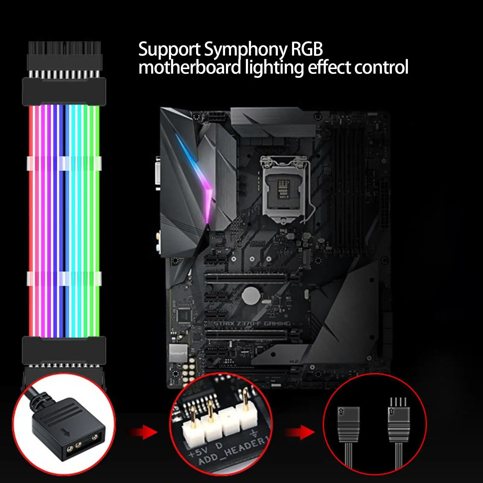 

Компьютерный ARGB PSU Удлинительный кабель RGB Flow ATX 24Pin PCIE GPU 8-контактный 6 + 2-контактный шнур Материнская плата RGB Удлинительный кабель
