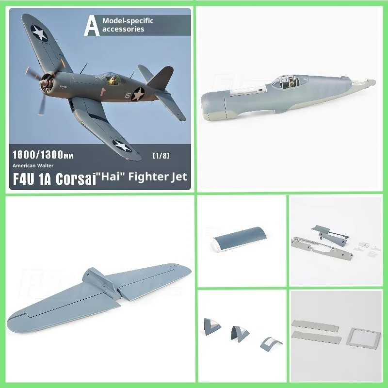Freewing Flightline F-4u1d "Pirate" gris accessoires d'origine d'usine corps ailes principales train d'atterrissage palettes de moteur capot de moteur