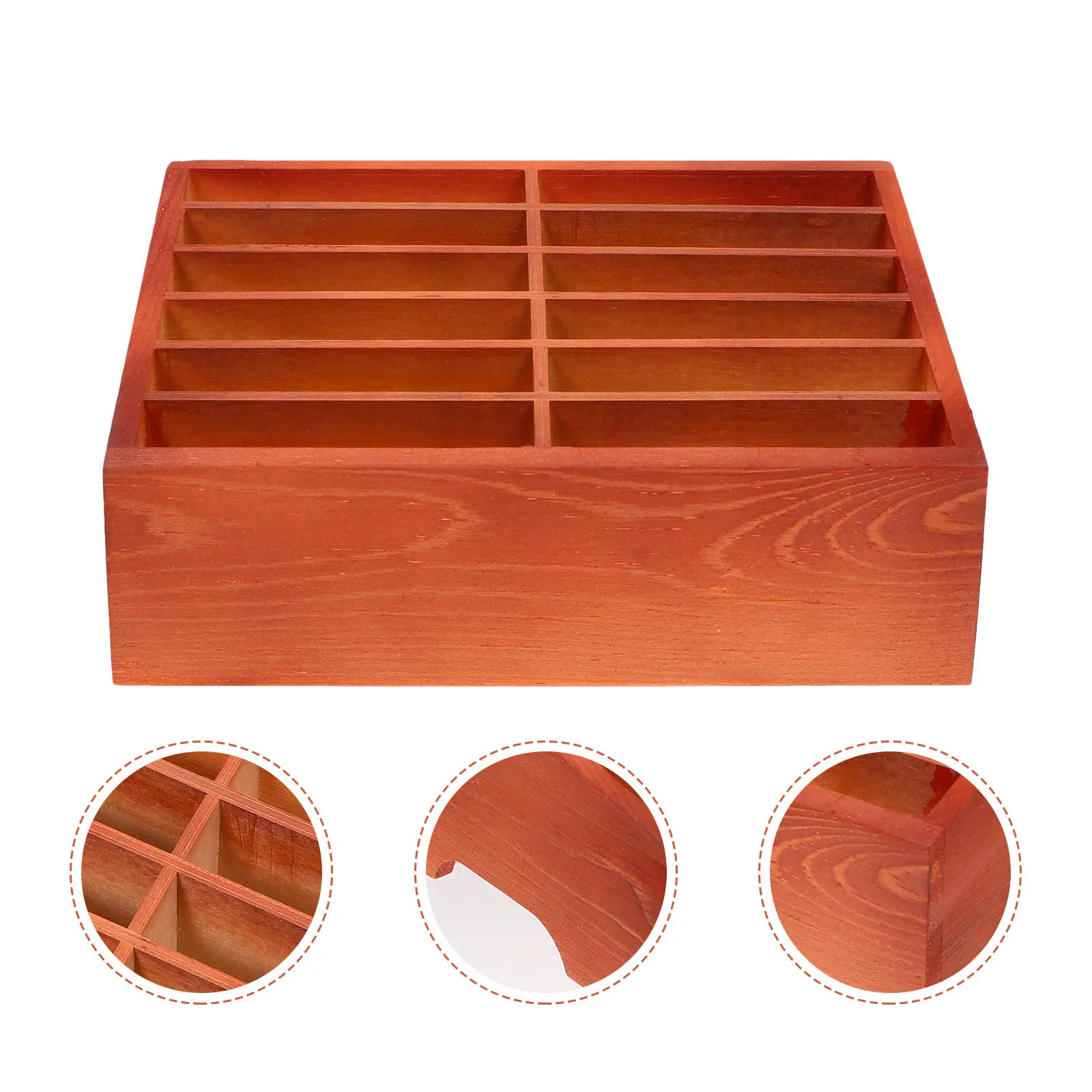 

Wooden 12-Grid Phone Display Box Premium Craftsmanship Desktop Cell Phone Organizer for Office and Classroom Storage Organizer