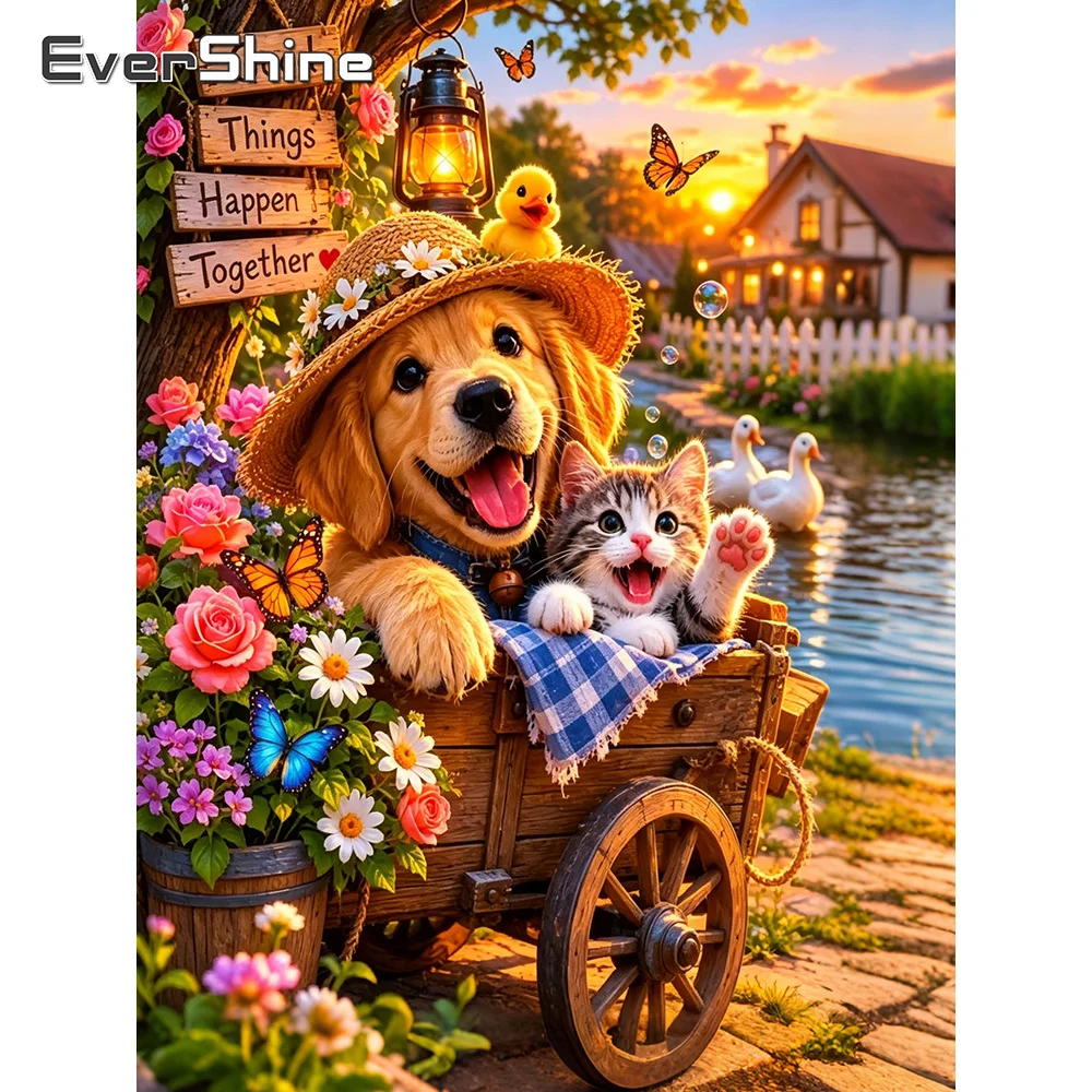 Art Craft Rose - Evershine Mosaïque Diamant Animaux Chat Chien