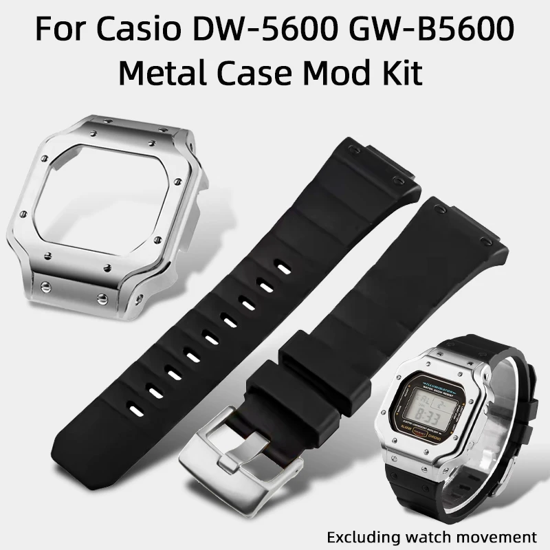 

Часы GW-B5600, металлический корпус, комплект модов для Casio G-shock DW-5600E DW-5600BB DW-5600HR GW-B5600, ремешок для часов из нержавеющей стали, безель, ремешок