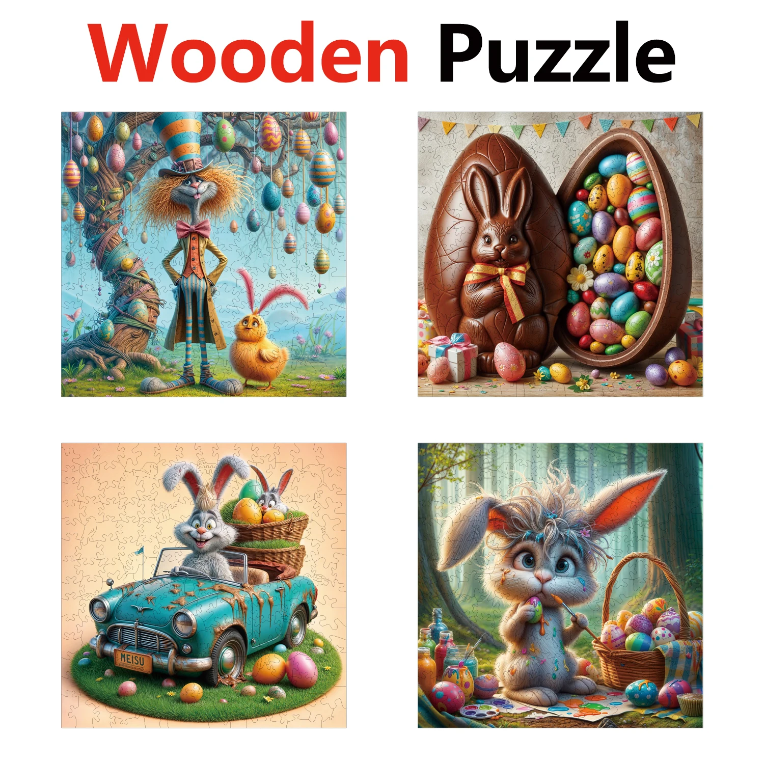 

Rabbit Chocolate Egg Car Animal Puzzles High Quality Jigsaw Puzzle Wooden Puzzle Best Christmas Gift