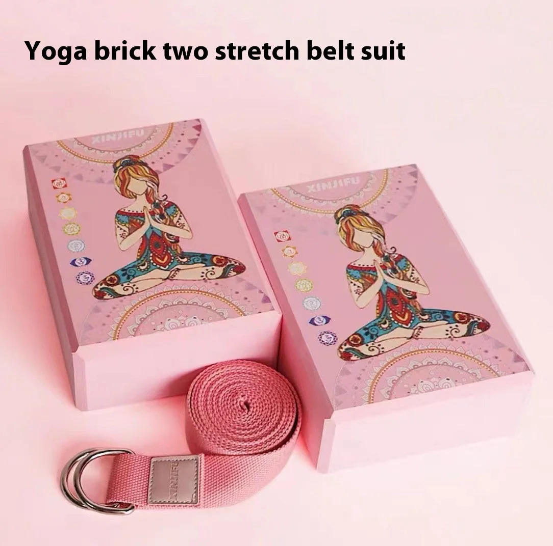 

Adult High-Density Yoga Bricks Eva Material Yoga Tension Band Elastic Band Set Dance Practice Color Printing Yoga Bricks