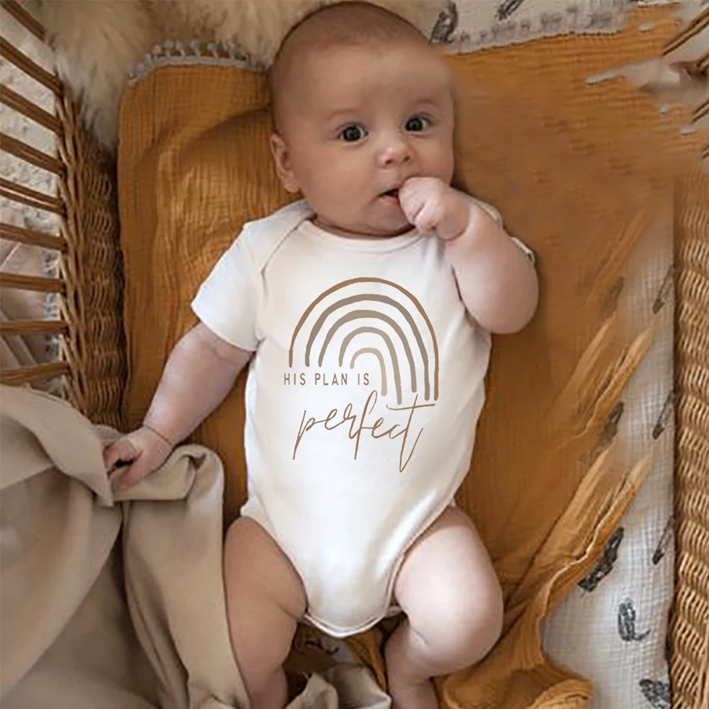 His Plant Is Perfect Newborn Baby Boys Girls Clothes Rainbow Unisex Baby Bodysuit Summer Short Sleeve Fashion Holiday Gifts