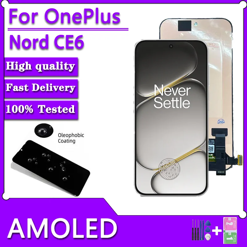 6.78" AMOLED For OnePlus Nord CE6 LCD Display Touch Screen Digitizer Assembly For 1+ Nord CE 6 LCD Replacement Repair Parts