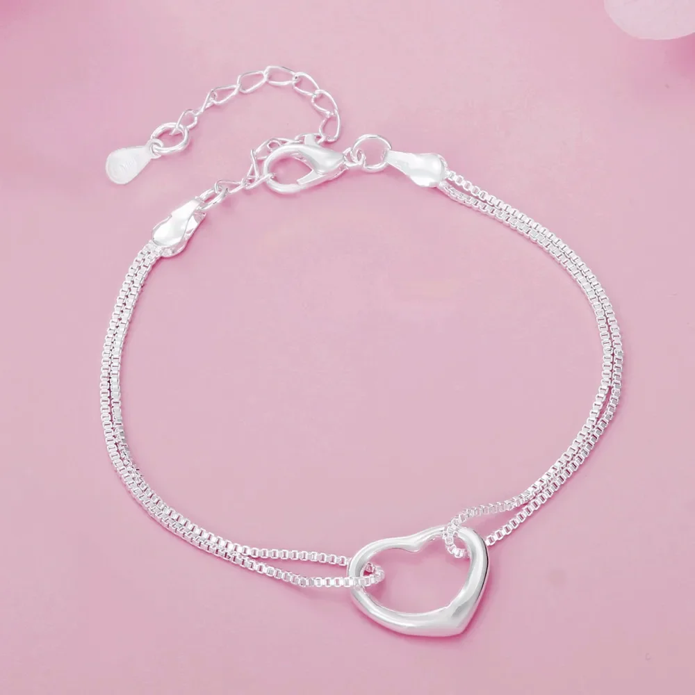 Pulseras de corazón románticas de Plata de Ley 925 finas para mujer, accesorios de boda para fiesta de diseñador a la moda, joyería, regalos de vacaciones