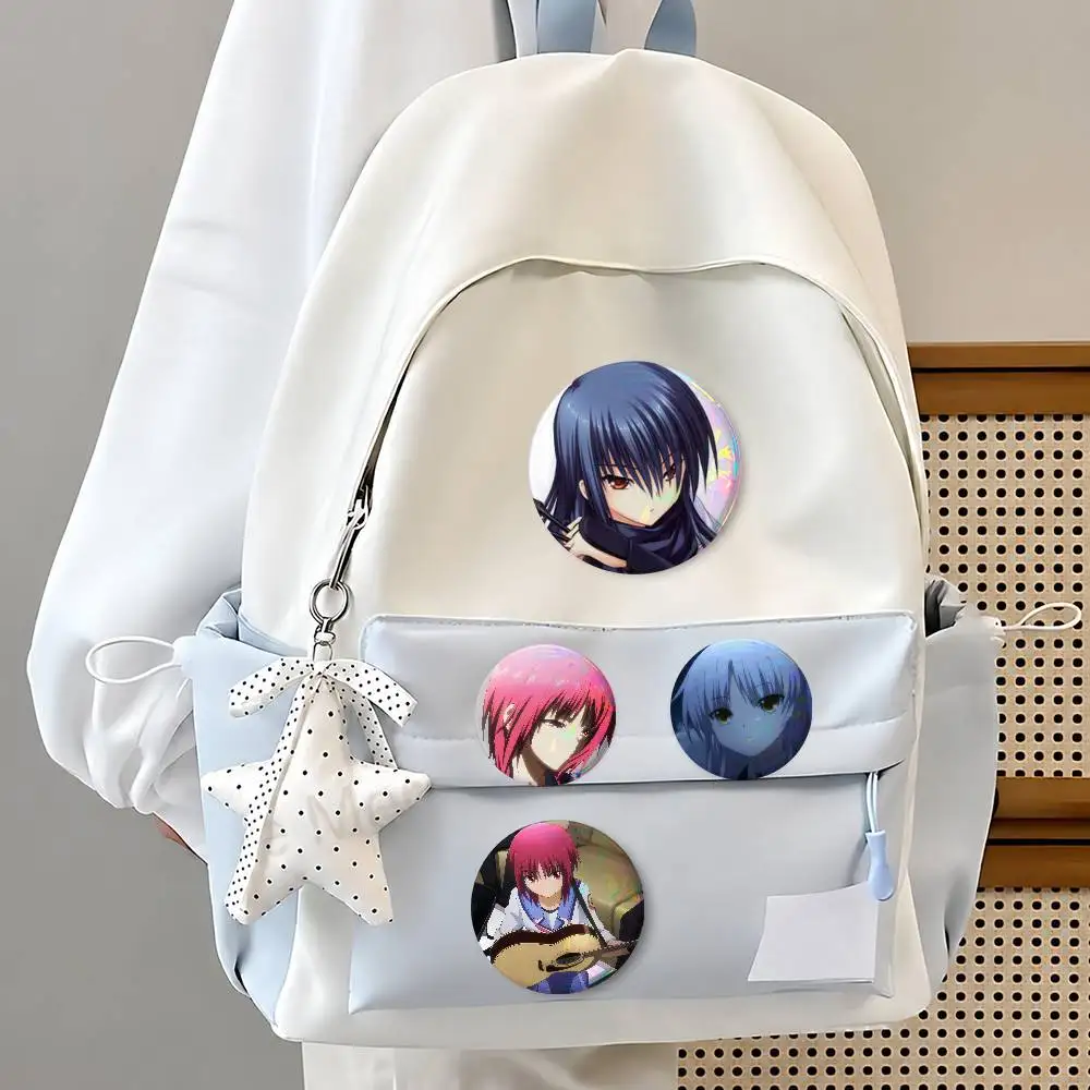 Anime A-Angel Beat-s Mixed Theme Round Button Badge Set Anime Cartoon Music Game Fashion Pins For Bags Clothes Accessories