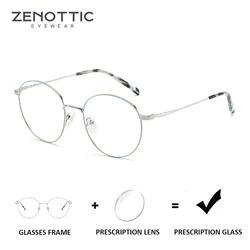 ZENOTTIC Pure Titanium Women Round Prescription Glasses Custom Anti-Blue-Ray Photochromic Myopia/Hyperopia Optical Eyeglasses