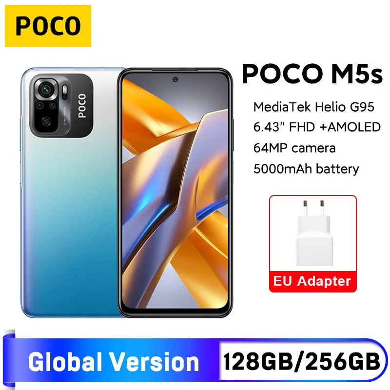 POCO M5s versi Global NFC MTK G95 64MP Quad kamera 6.43 "AMOLED Dotdisplay 5000mAh 33W