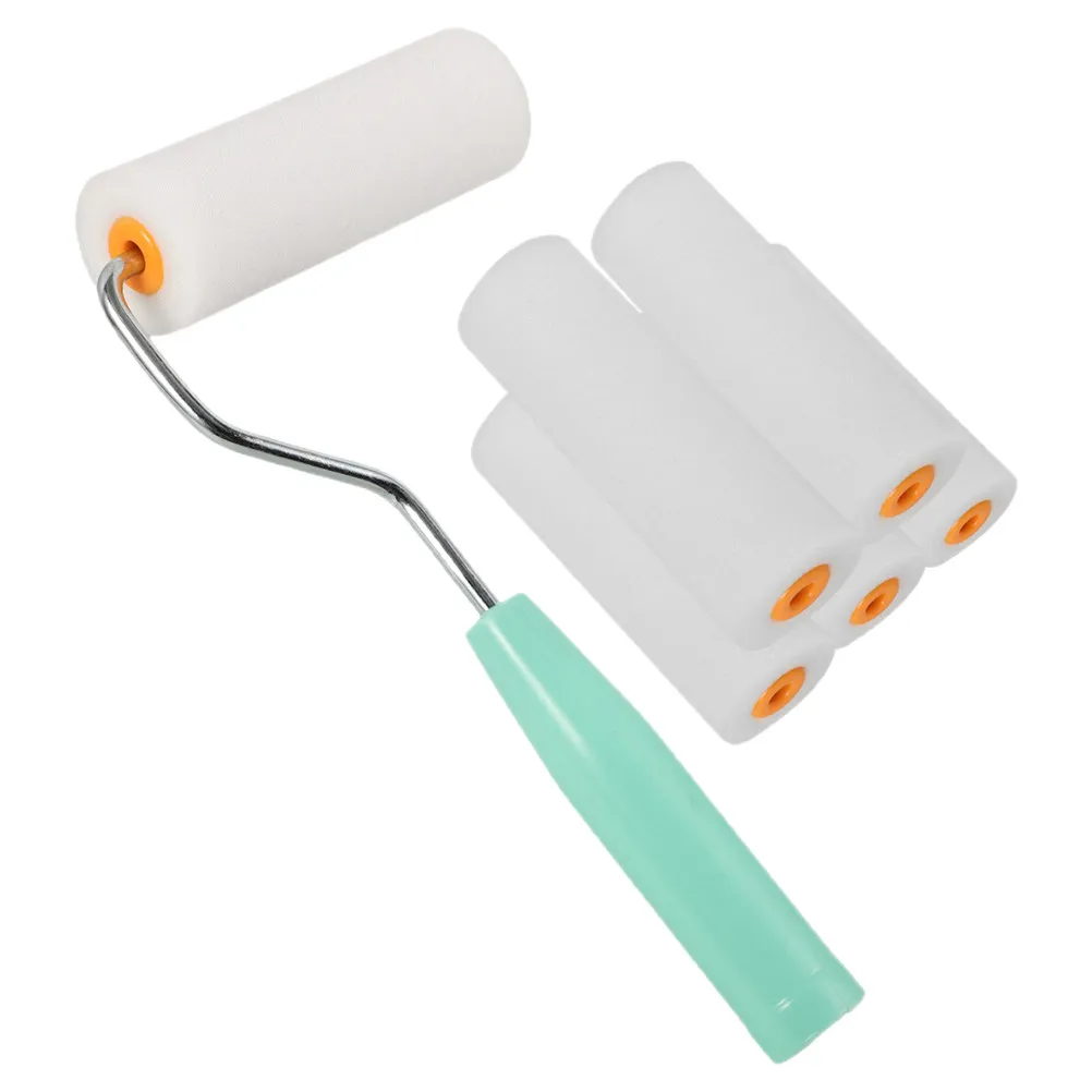 1Set Small Roller Brush Compact Paint Roller Plastic Handle Multi-Use Painting Tool for Walls Ceilings Oil-Based Latex Paints