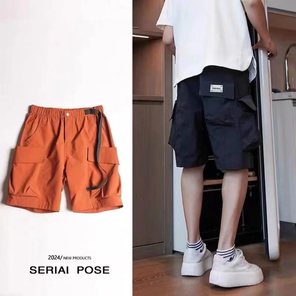 

Американская рабочая одежда orts Мужские летние модные свободные прямые спортивные повседневные брюки High Street Multi ket Five-Quarter