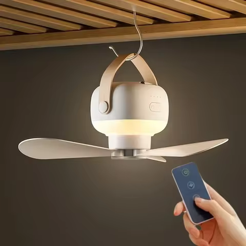 Portable Wireless Mini Ceiling Fan Light USB Remote Control Stand Night Light for Home Outdoor Camping - New Year Gift Idea
