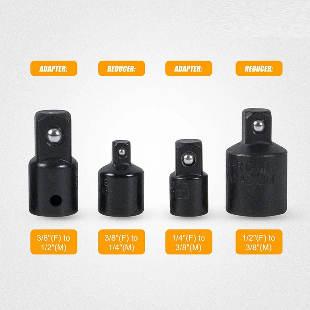 7PCS For Driver Wrench Joint Swivel Socket Adapter Reducer 3/8 1/4 1/2in Industrial Grade Chromium Molybdenum Steel