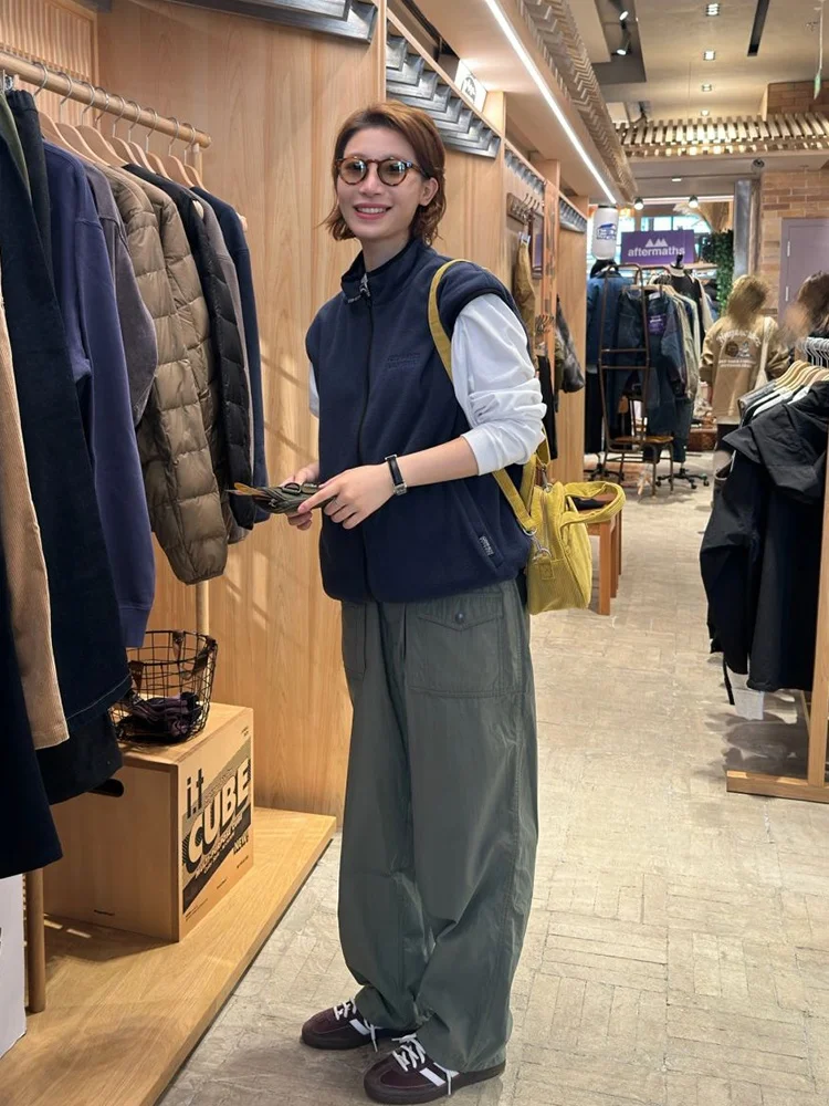 

Retro Korean Sle Fce Vest Women's Autumn Winter Casual Svel Outerwear Zipper Closure Color Commute Faion