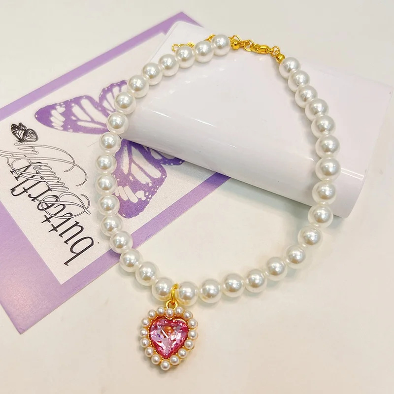 Verstellbares Katzenhalsband für Kätzchen mit Hochwertigen Simulationsperlen Niedliches Exquisites Sommer-Haustier-Halsband mit Halsdekoration – Detail 13