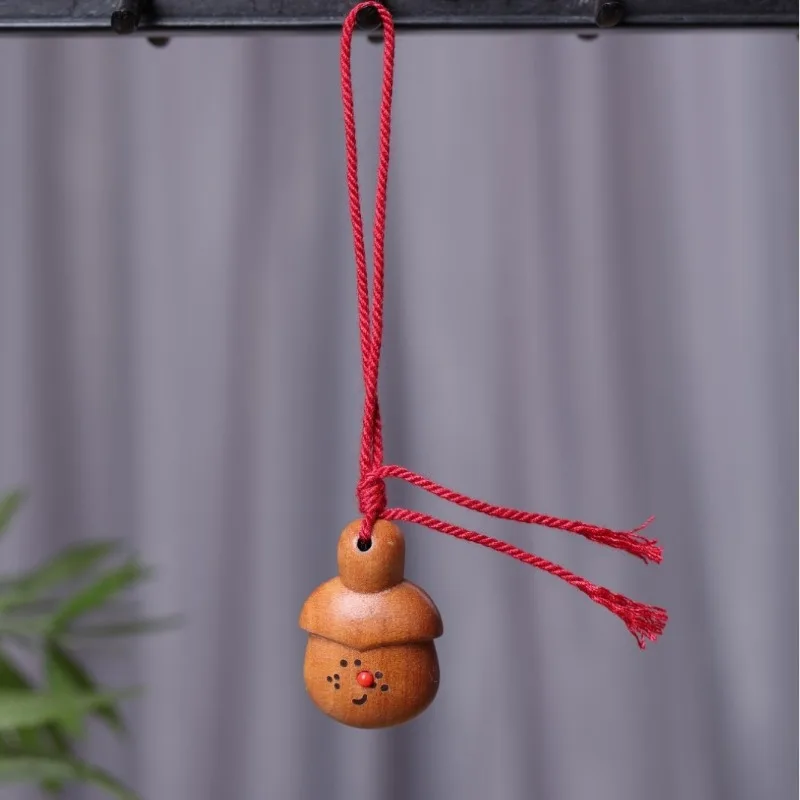 Peach Wood Sword Cartoon Pendant Hand Painted Cute Fat Sword Jujube Wooden Charm DIY Bag Accessory Vintage Hanging Decor Gift