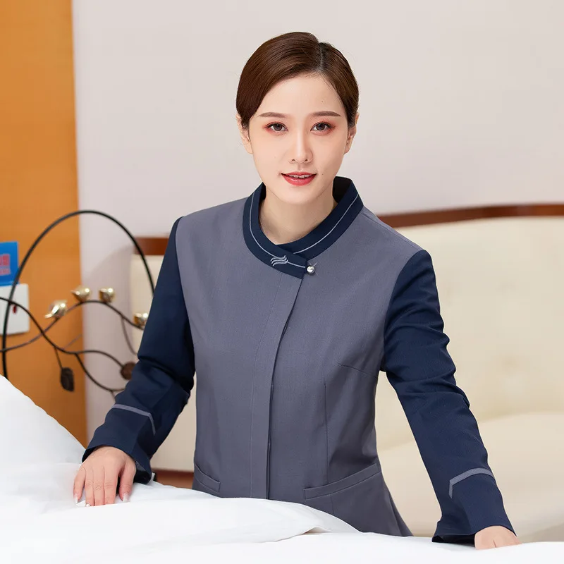 ホテルケータリングクリーニングユニフォーム長袖ハウスキーピングプロパティ秋冬衣装モールゲストハウスルーム AuntiePAWork 制服