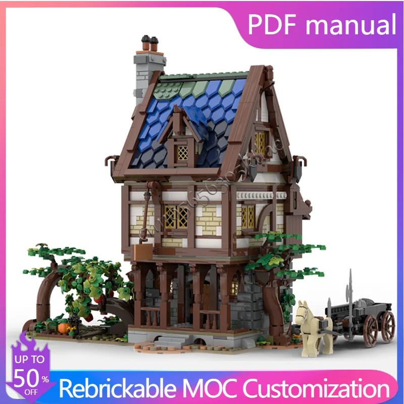 

2283 шт. индивидуальные MOC средневековое уличное здание таверна модель кирпичи DIY блоки креативная образовательная сборная игрушка праздничные подарки