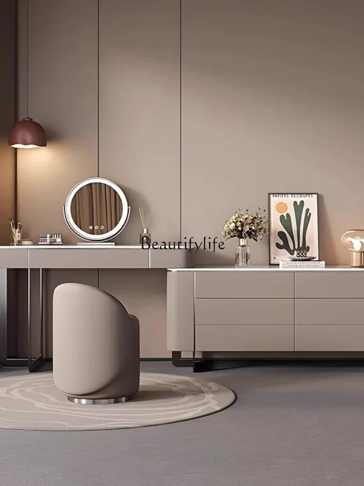 2 خزانة ملابس إيطالية بسيطة لغرفة النوم، طاولة مكياج من الخشب الصلب، صندوق متكامل