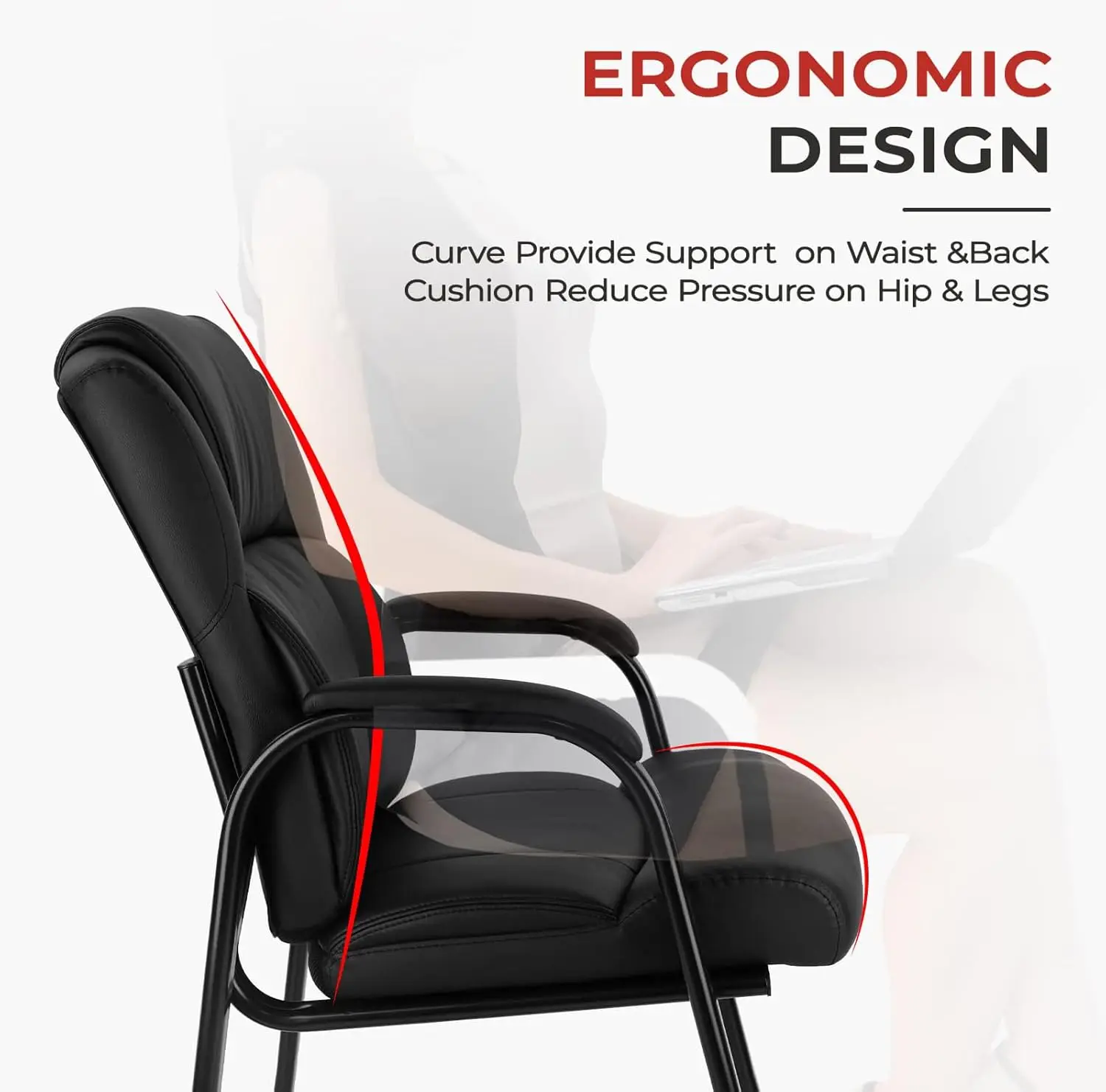 CLATINA Leather Guest Chair with Padded Arm Rest for Reception Meeting Conference and Waiting Room Side Office Home