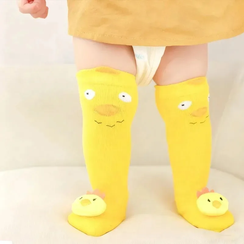 1-2Pairs Toddler Over Knee Socks Cartoon 3D Design Non Slip Baby Long Tube Stockings for Boys Girls Infant Knee Protection Socks