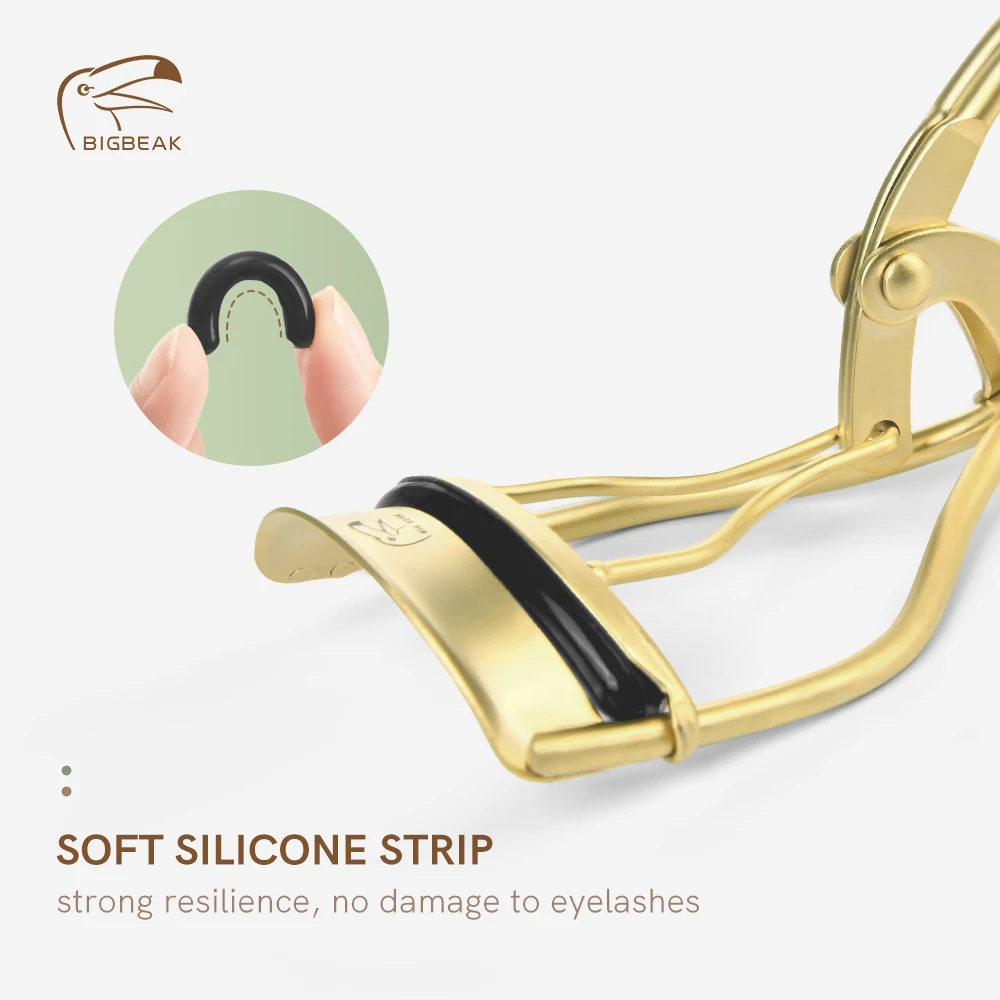 1Pc Stainless steel eyelash curler,suitable for any shape and size of eyes, Wide opening,Long-lasting curl of lashes effect Gold