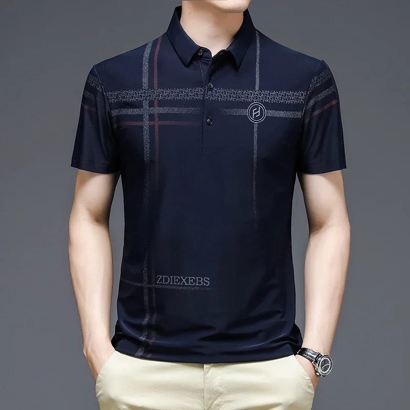 2024 Summer New Men\'s Printed Short Sleeved POLO Shirt Comfortable and Cool Casual Fashion T-shirt