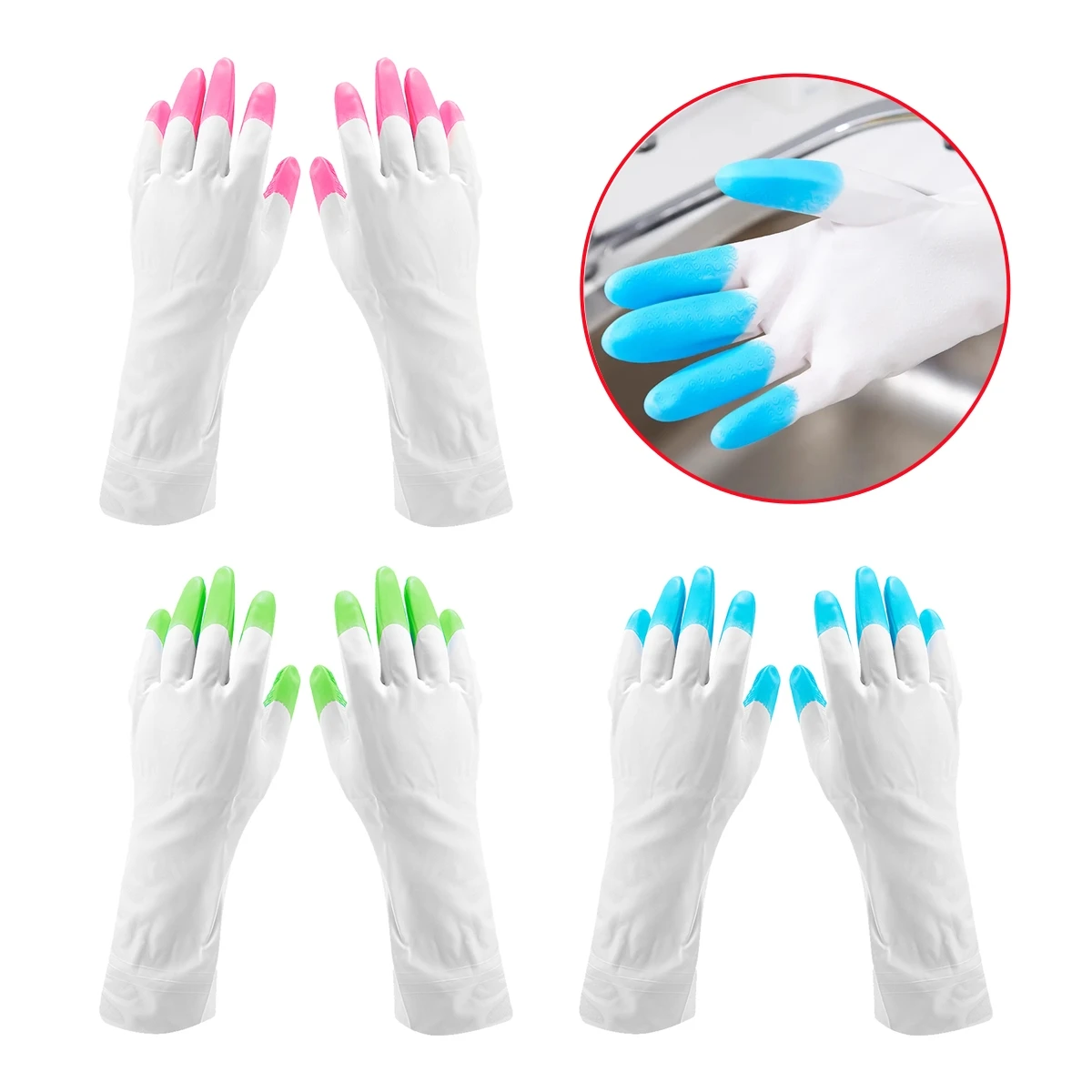 1 Pairs Multifunctional Gardening Guard Gloves Thickened Durable Anti-slip Planting Digging Washing Cleaning Thin Rubber Gloves