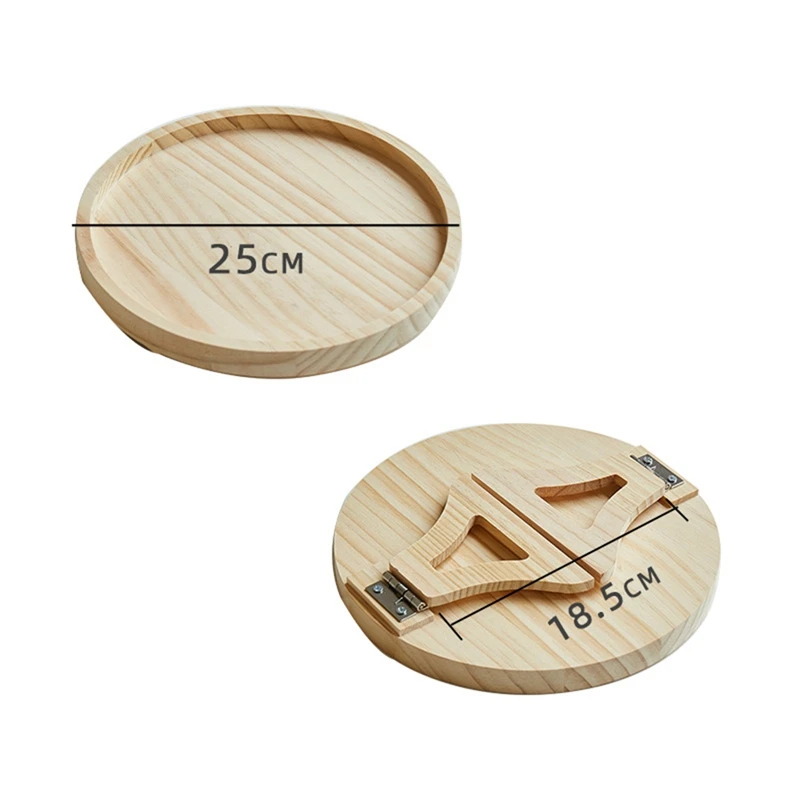 1 PCS Wooden Sofa Clip On Side Table Wood Color Round For Wide Couches Arm,Armrest Table For Eating/Drinks/Snacks/Remote/Control