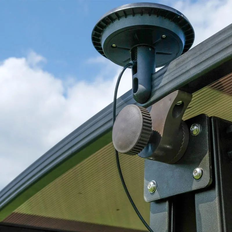 سرير متأرجح معلق يعمل بالطاقة الشمسية LED مقاوم للماء من سبائك الألومنيوم للفناء لسرير نهاري خارجيين مع مظلة وأضواء شمسية #3