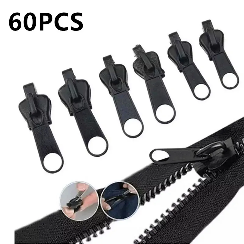 

60pcs Instant Zipper Universal Instant Fix Zipper Repair Kit Replacement Zip Slider Teeth Rescue New Design for DIY Sew